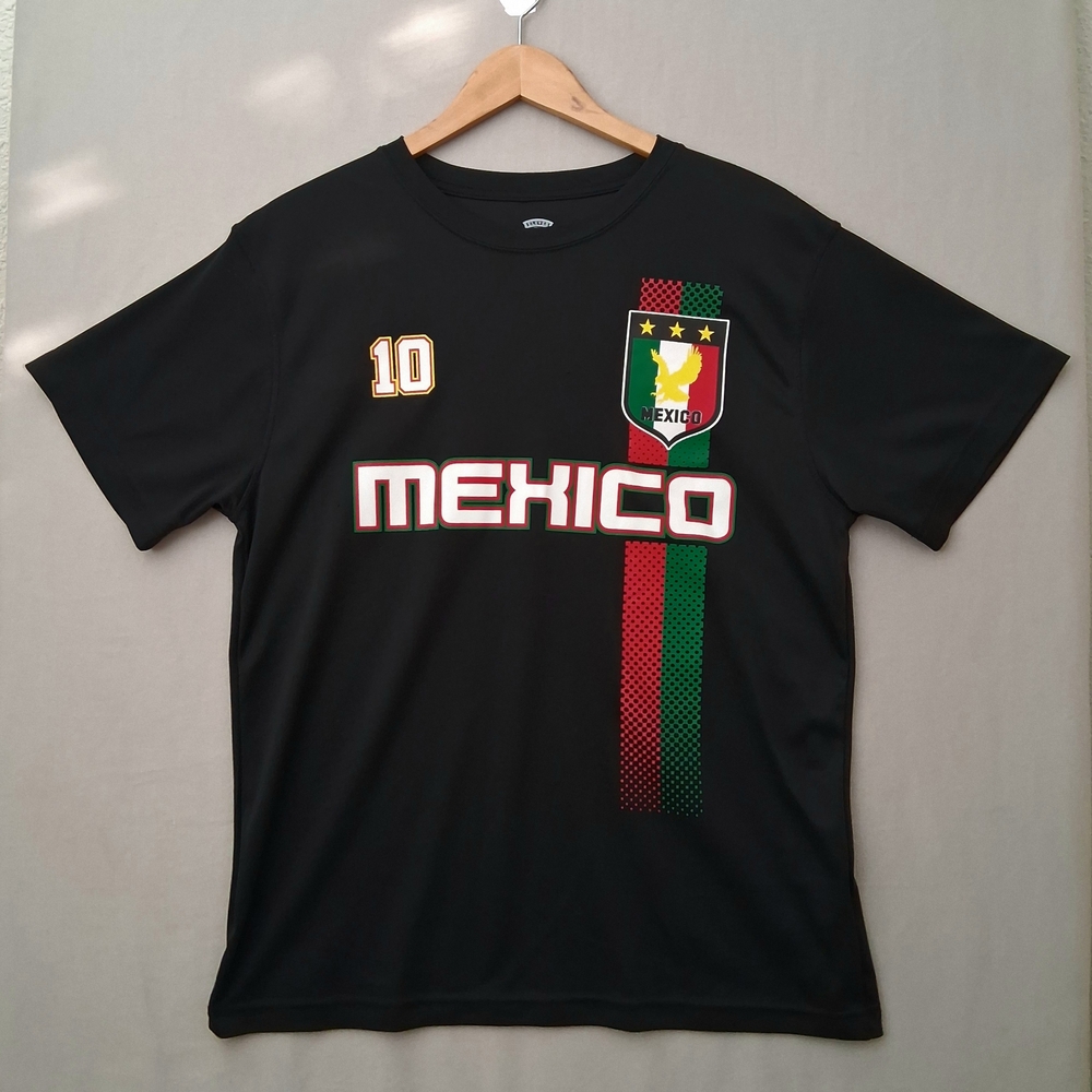 Men's Mexico Soccer Azteca Game Day Short Sleeve T-Shirt : Large : Black : #10
